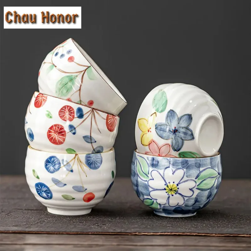 200ml Jiutian Fired Ceramic  Tea Cups Hand-painted Flower Tea Bowl Japanese Restaurants Small Water Cups Whorl Coffee Mug Gifts