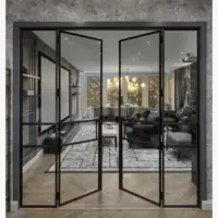 Applicable To Entrance Aluminum Frame Tempered Glass French Door Modern Design French Double Doors Durable Security Front Doors 5