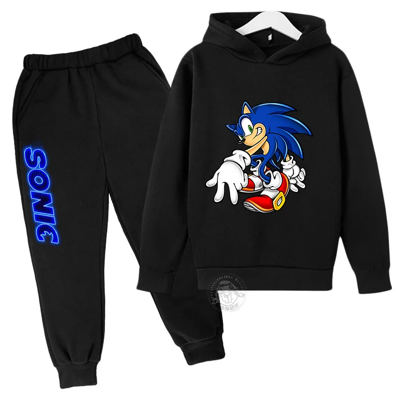 Sonic Suits Baby boys Girl Clothing Sets Sonic the Hedgehog Hoodies Tops +Pants 2pcs Set 4-14 Years Birthday Suit Boys Tracksuit