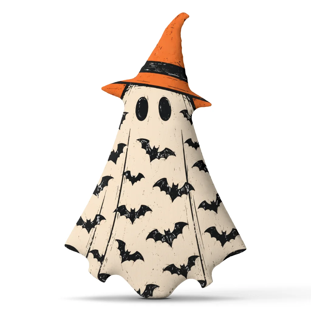Halloween Ghost Witch Bat Spooky Ghost Costume Plush Pillow Cushion Irregular Stuffed Throw Pillow Home Decor Gift Bed Couch