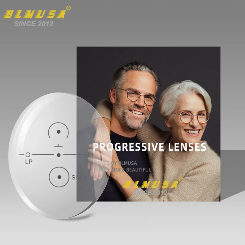 BLMUSA-Lentilles Multifocales Progressives, 1.56 1.61 1.67 1.74, Anti-Lumière Bleue HD, Amateurs Optiques Bifocaux, Myopie, Hypermétropie