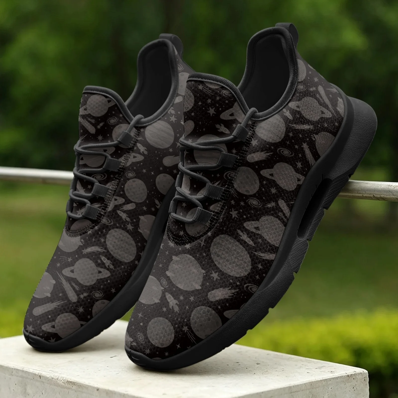 XIXIRIMIDO Lace-up Casual Shoes Mens Sneakers Comfortable Mesh Breathable Walking Shoes Women's Lightweight Soft Universe Space