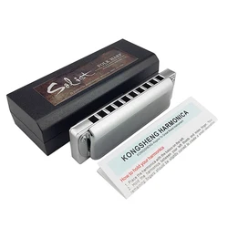 KONGSHENG-Solist,10 Hole Diatonic Harmonica, Folk Blues Harp, Stainless Steel Cover Mouth Organ, Professional Musical Instrument