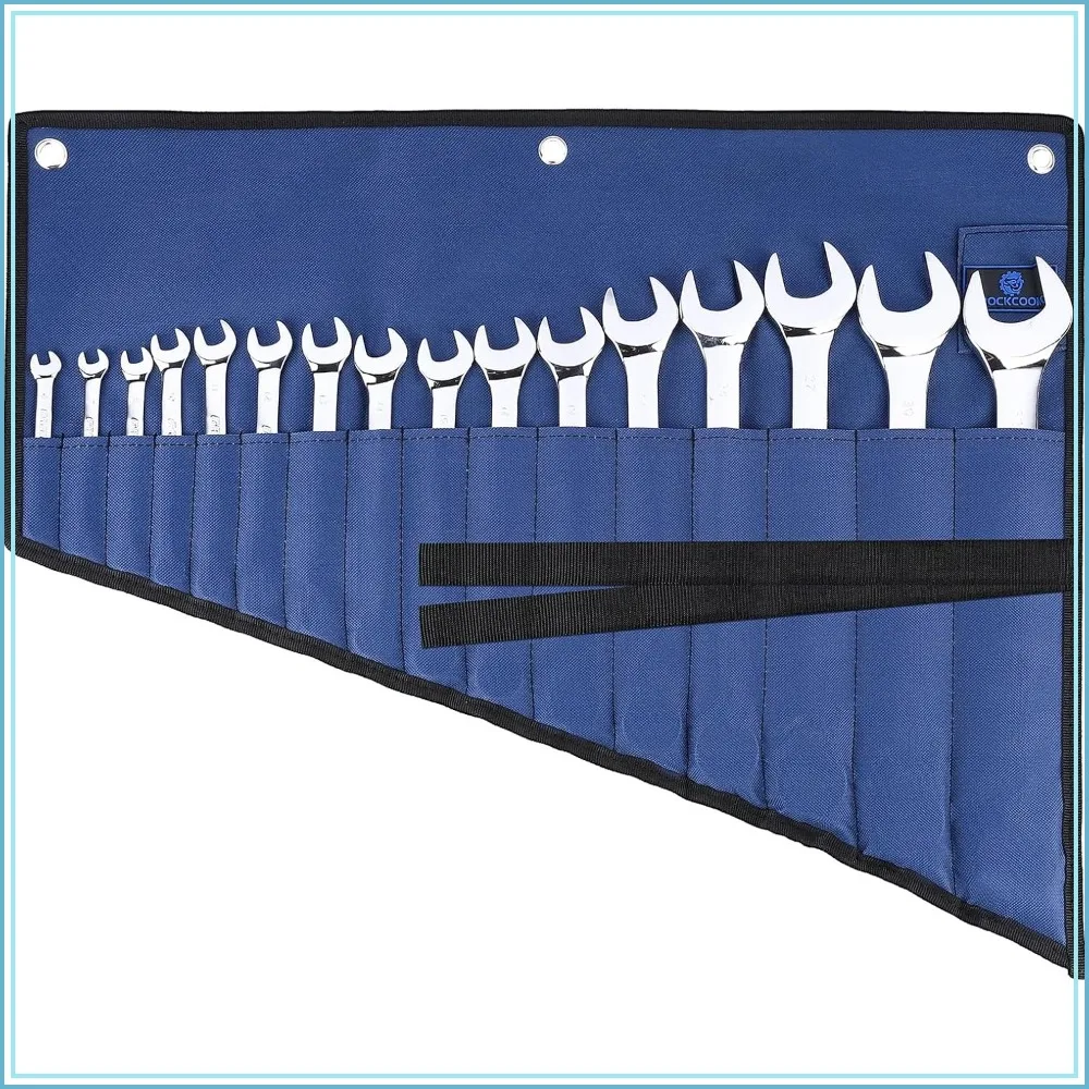 

16 Pockets Wrench Roll Organizer for 6-32mm Wrenches, Heavy Duty Waterproof Tool Pouch (Empty Bag Only)