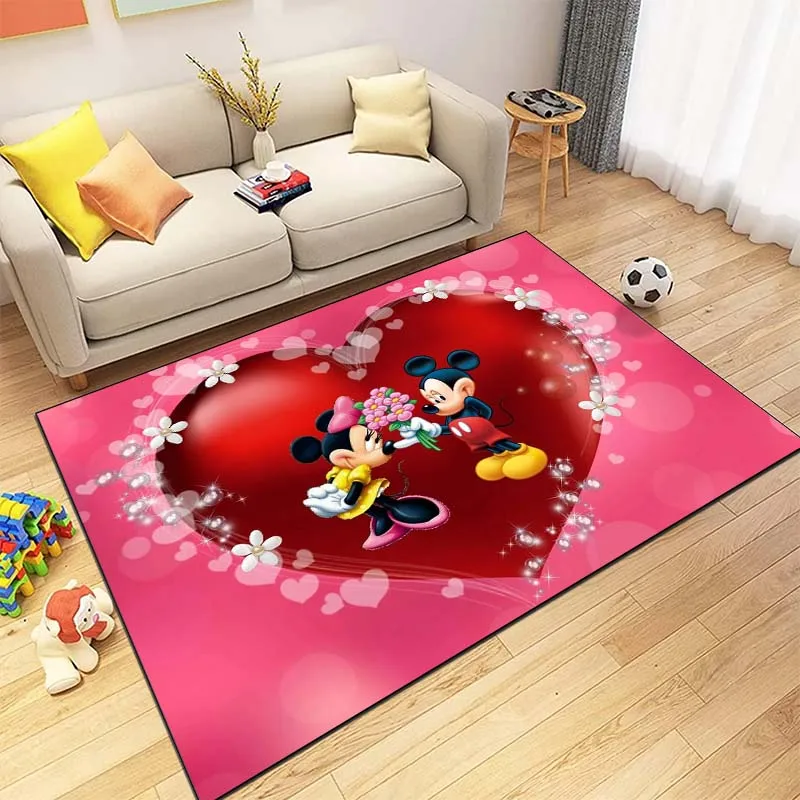 Disney Minnie Mickey Cartoon Pattern Living Room Bedroom Carpet Bedside Floor Mat 15 Size Kid\'s Room Cloakroom Play Mat Area Rug