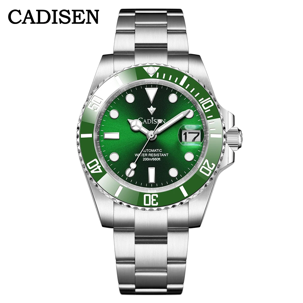 CADISEN New Men Automatic Mechanical Watches NH35A Movement Stainless Steel Sapphire Glass Waterproof Men Watches Reloj Hombre