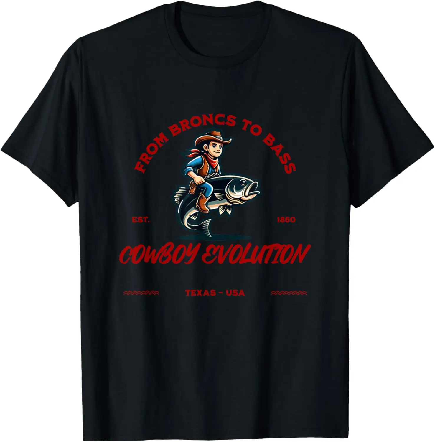 From Broncs to Bass Cowboy Evolution T-Shirt