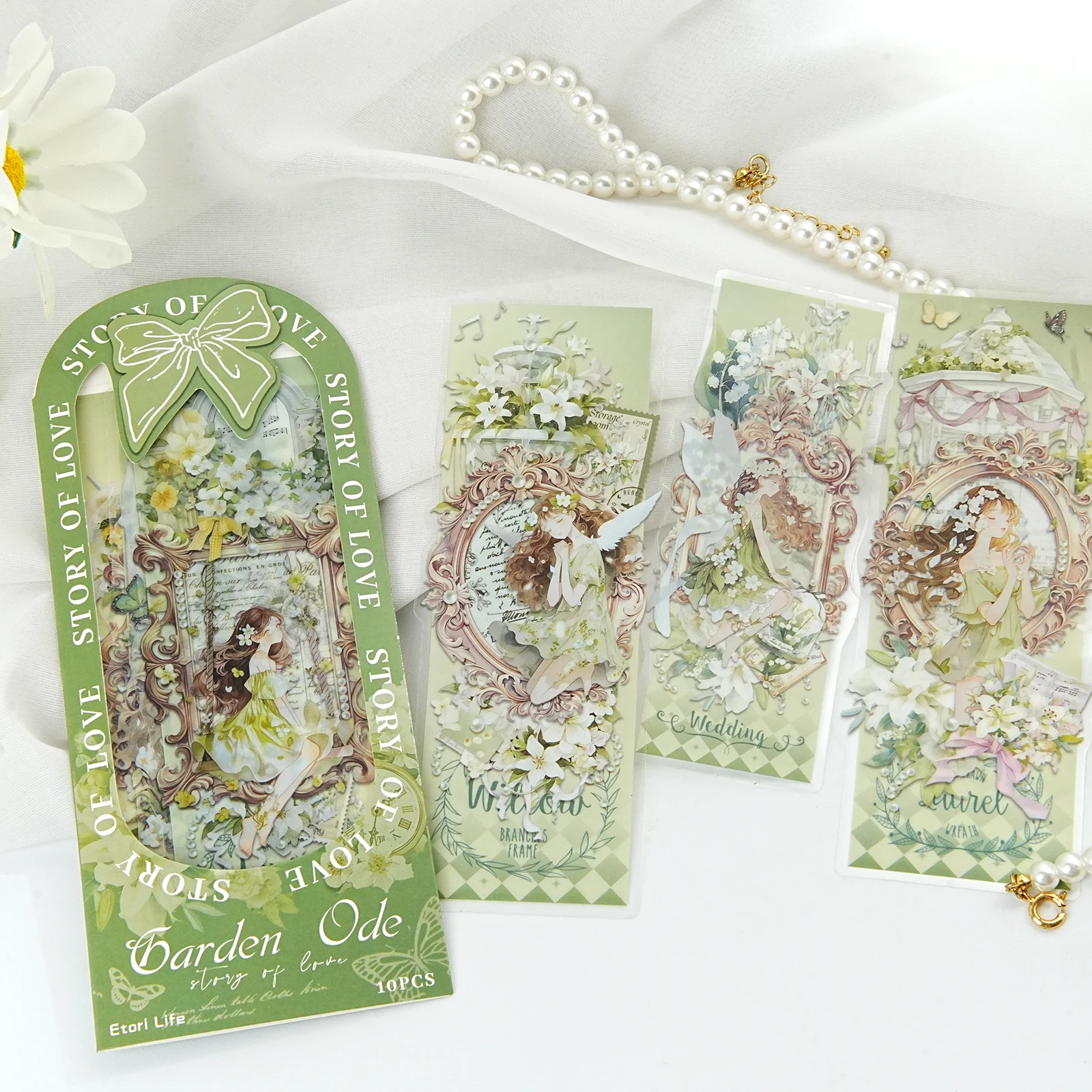 10 sztuk naklejek z zakładkami Green Field Forest Fairy do ręcznie robionych albumów, dekoracji DIY, książek i przyborów szkolnych