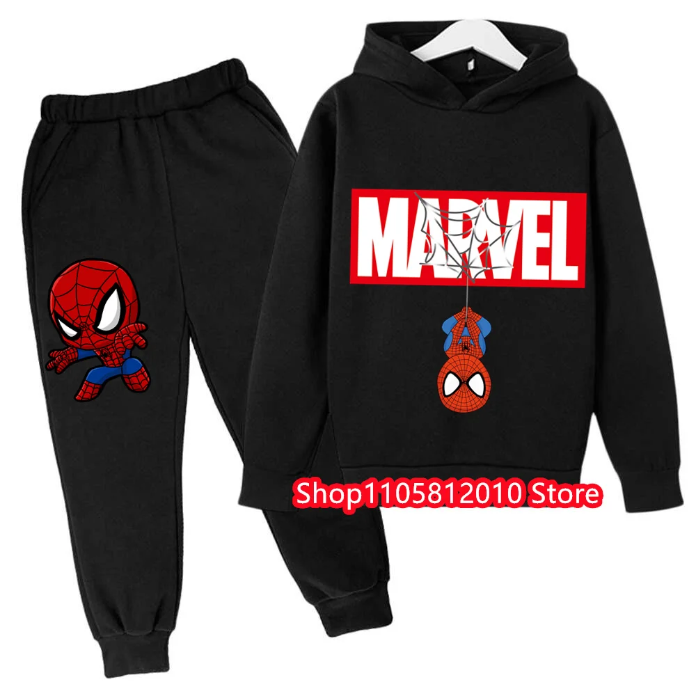 Cute Cartoon Spider Print Tracksuit for Kids, Boys Hoodie & Jogger Pants Outfit Set, Soft Fabric for Daily & Outdoor Wear