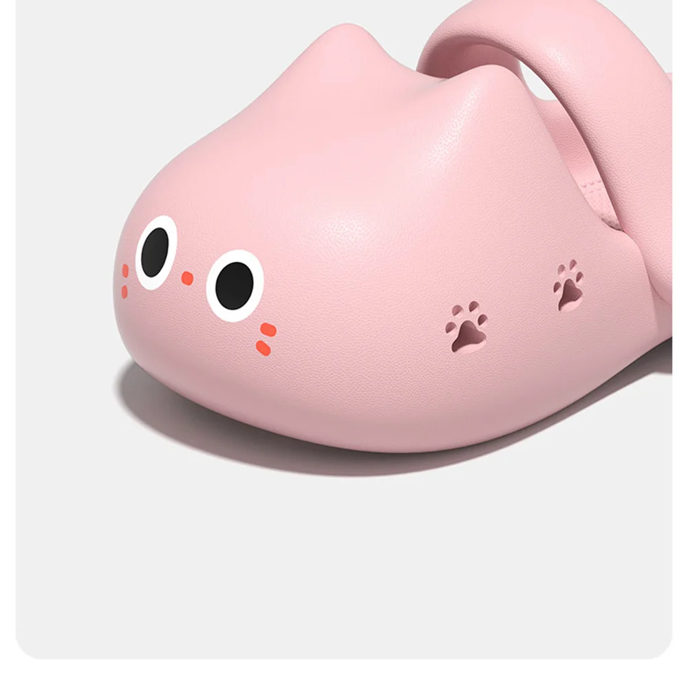 Cute Cat Slippers For Women Summer Soft Cloud Clogs Woman Strap Sandal EVA Hole Shoes Outside Thick Bottom Non-Slip Beach Slippe