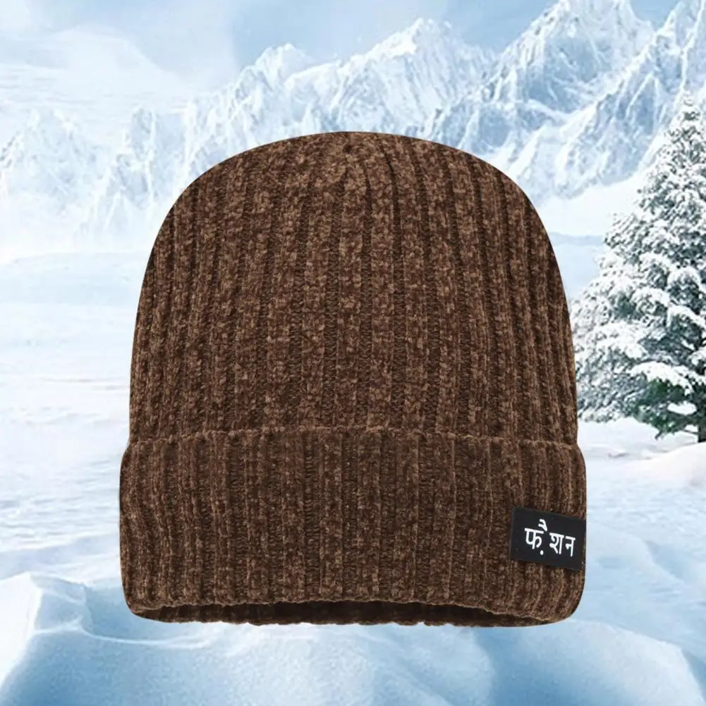 Windproof Knit Beanie Winter Knitted Hat with Fleece Lining for Outdoor Activities Anti-slip Windproof Beanie with for Cycling