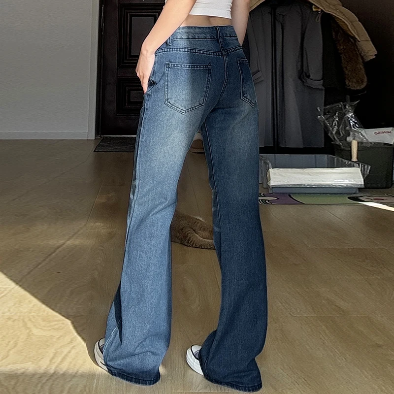 SUCHCUTE Fashion Low-rise Basic Slim-Fit Skinny Jeans All Match Casual Denim Pants Y2k Streetwear Straight-leg Trousers Harajuku