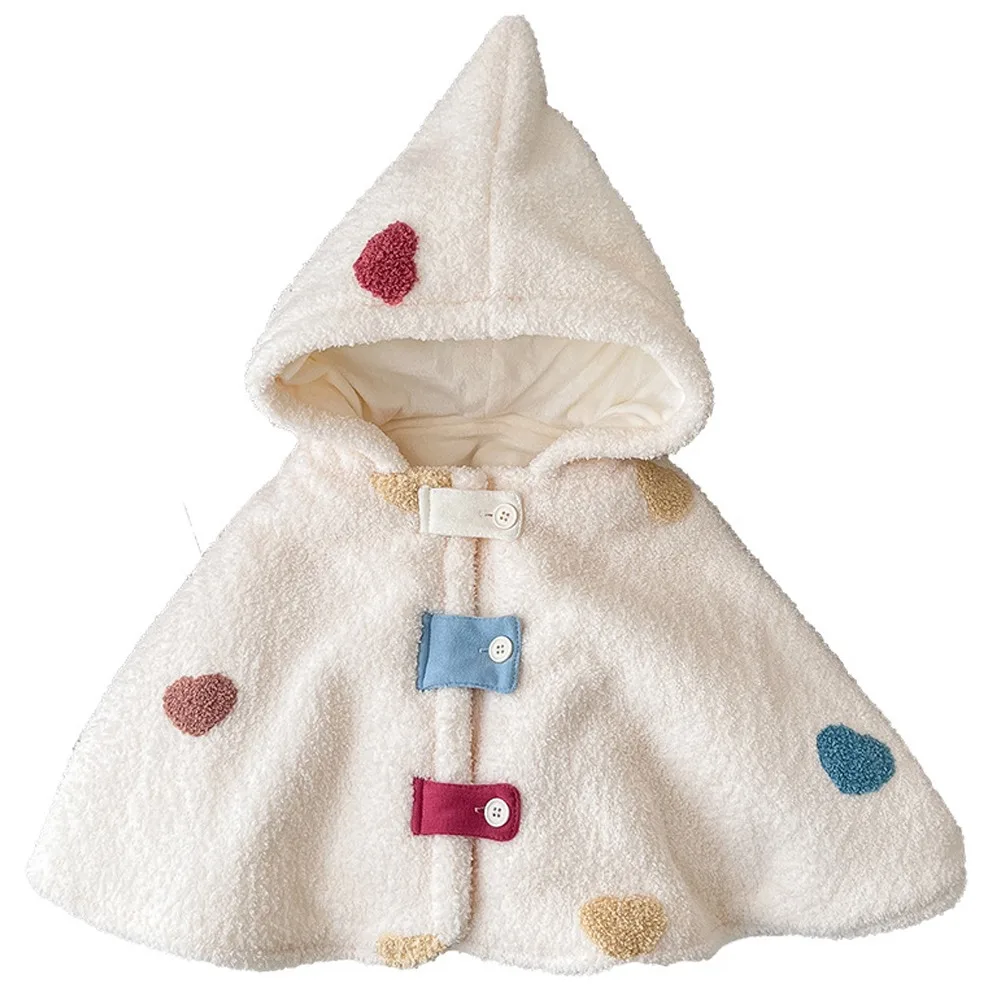 

Durable Warm Baby Hooded Cloak 0-2 Years Fleece Winter Cape 73/90cm Newborn Coat for Boys Girls