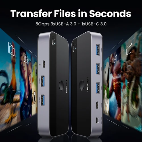 Imagen 2 del producto UGREEN-conmutador KVM USB 3,0 para PC, teclado, ratón, impresora, 2 piezas, compartir 4 dispositivos