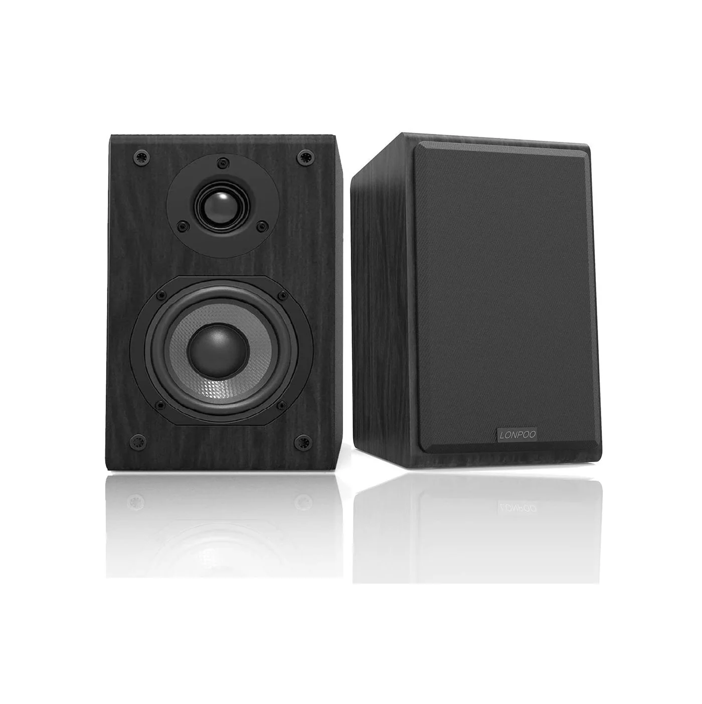 Bookshelf hifi Speakers with 4-Inch Carbon Fiber Woofer and Silk Dome Tweeter lonpoo lp42