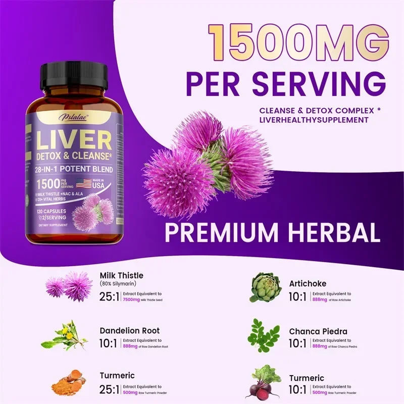 28-in-1 Liver Cleanse Detox & Repair - with Artichoke, Dandelion, for Kidney Health, Liver Cleanse, Detox & Repair - Image 3
