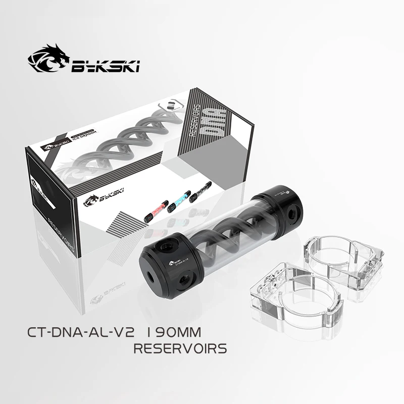 Bykski t-virus Reservoir zylindrische Aluminium-PC-Wasser kühlung, mehrfarbiger Spiral wassertank RGB 12V/5V,190/260mm,CT-DNA-AL-V2