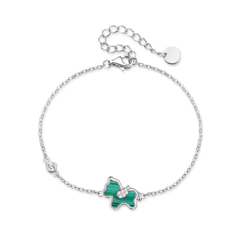 

Peacock Stone Little Green Horse Bracelet Women's Versatile S925 Sterling Silver Handicraft, Small and High end Accessories