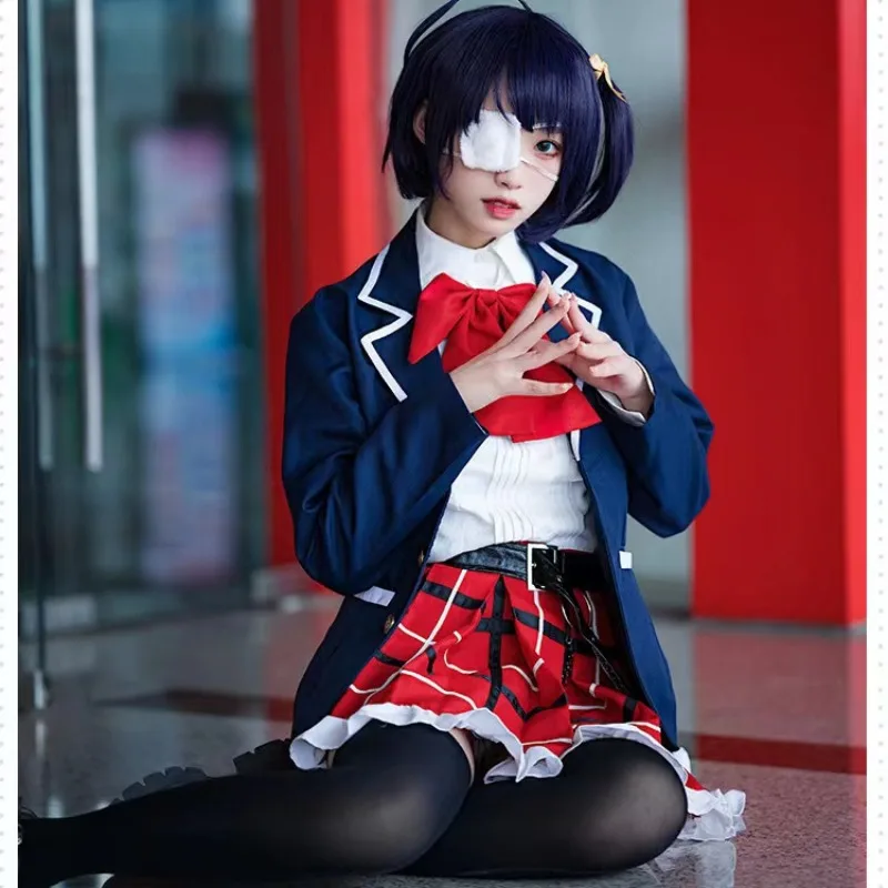 

Anime Takanashi Rikka Cosplay Costume White Shirt Skirt Coat School Uniform Full Set for Women Role Play Outfit Halloween Party
