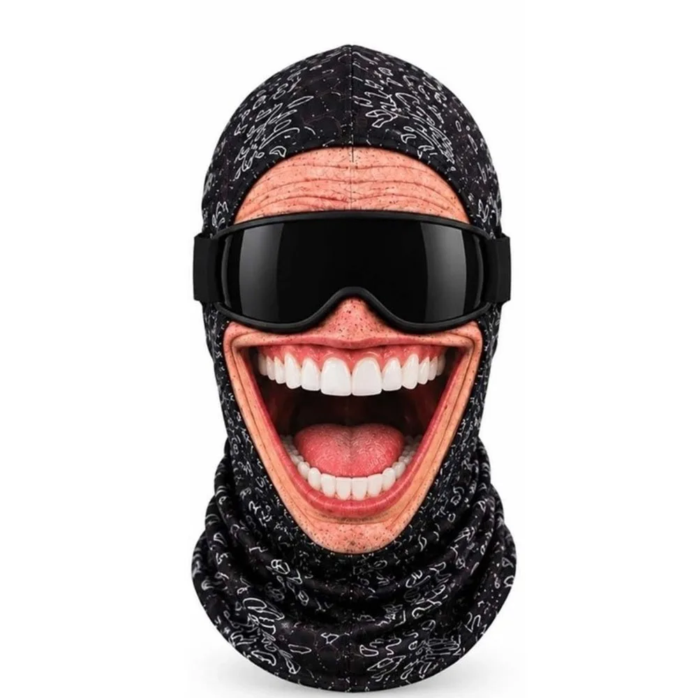 3D Face Printed Old Man Balaclava Face Mask White Mustache Breathable Eye Hole Funny Ski Mask Elastic Full Coverage