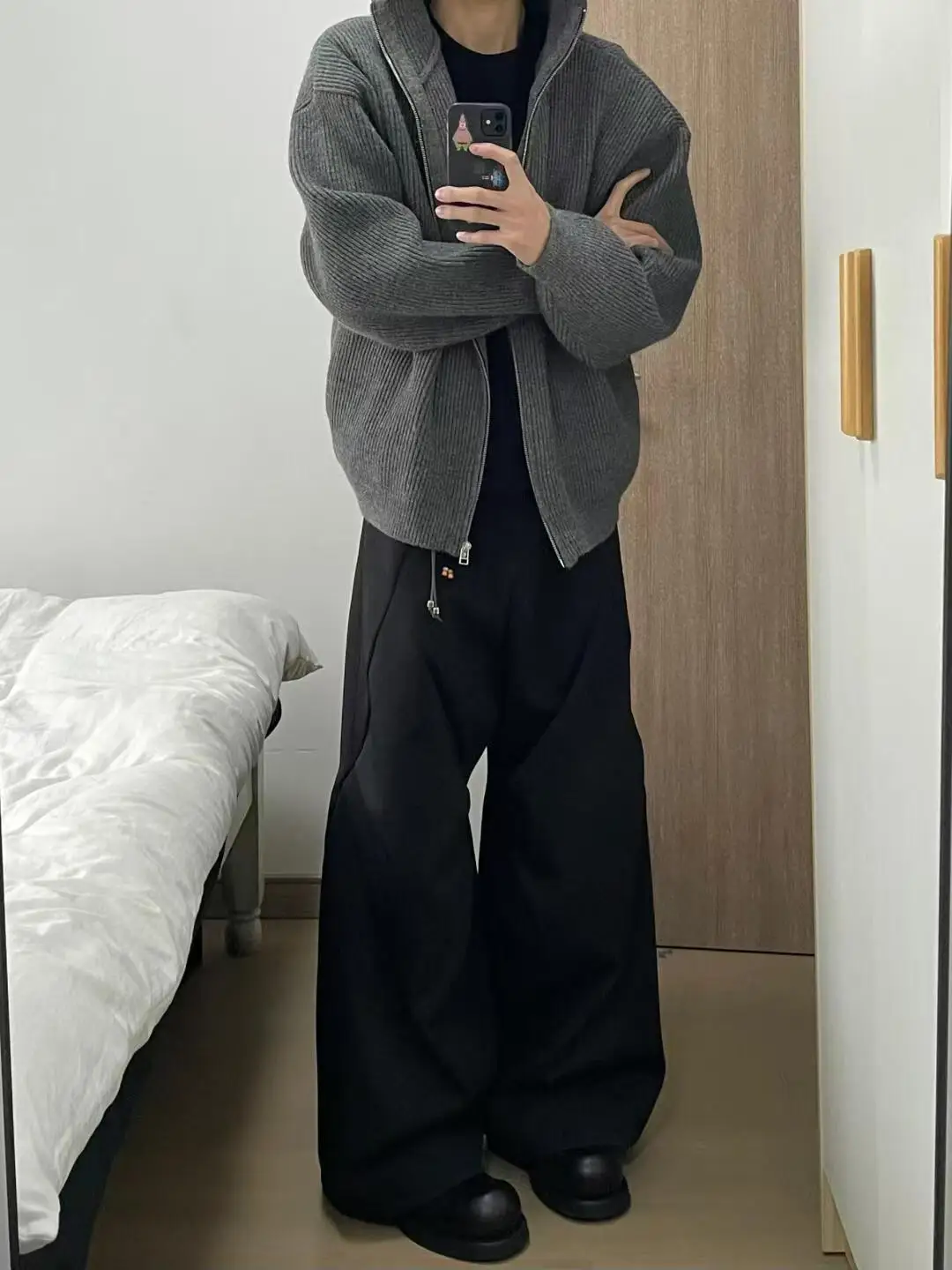 Amerykański sweter retro z zamkiem błyskawicznym, golfem, kapturem, rozpinany kardigan, casualowy, wełniany, dzianinowy sweter dla mężczyzn i kobiet.