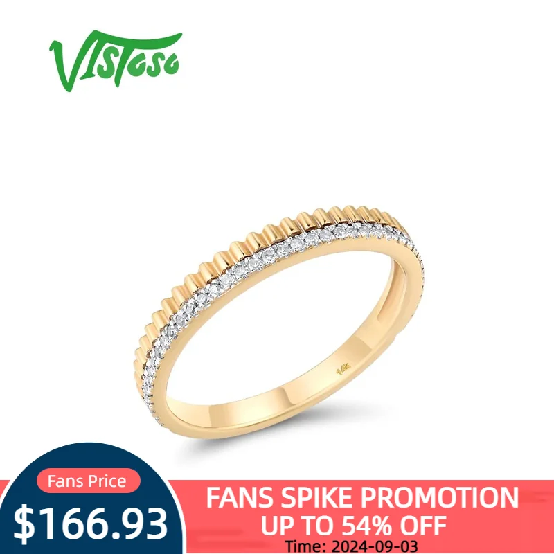 

VISTOSO Pure 14K 585 Yellow Gold Ring For Women Sparkling Diamond Rings Promise Engagement Anniversary Simple Style Fine Jewelry