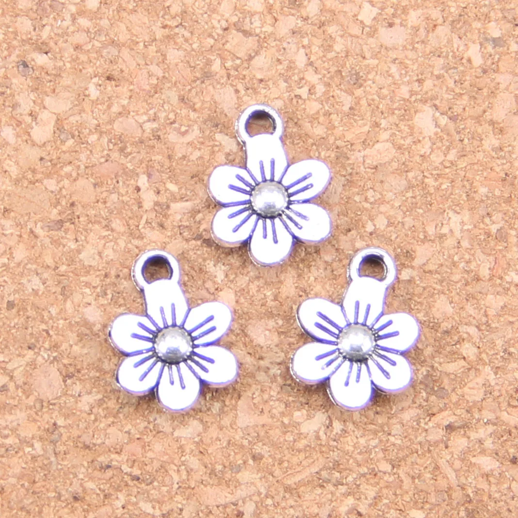 192pcs Charms Double Sided Flower 12x9mm Antique Pendants,Vintage Tibetan Silver Jewelry,DIY For Bracelet Necklace