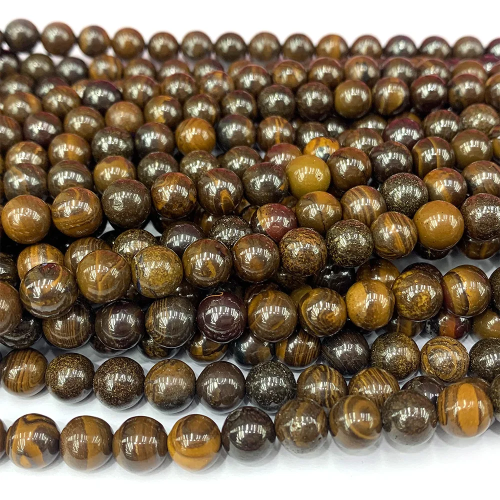 

Veemake Natural Brown Australia Fire Opal Round Loose Beads For Jewelry Making 08589