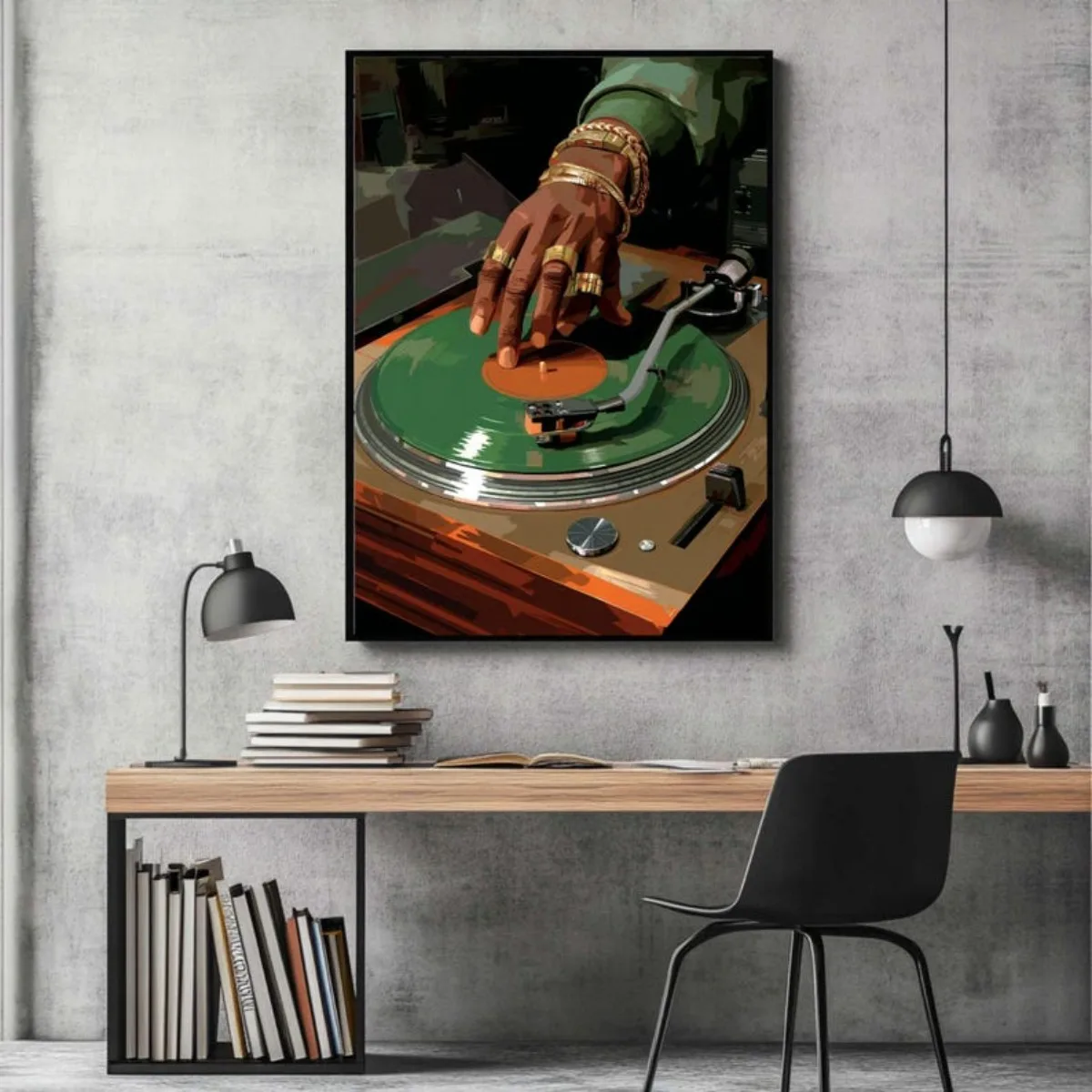 Vintage Vinyl Record Canvas Print Poster Black Man DJ Hip Hop Music Art Prints Hypebeast Bedroom Wall Art Home Decor Poster Gift view 3