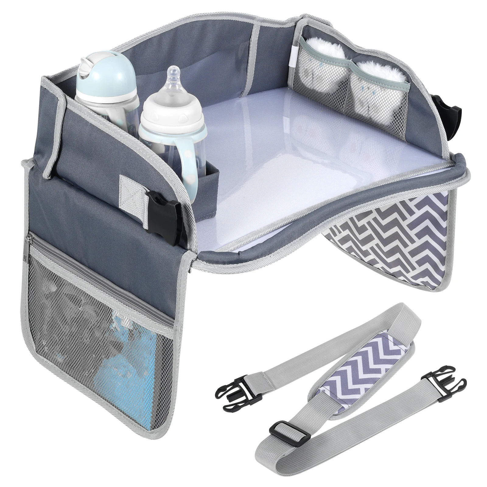 Car Kids Travel Seat Tray Children's Toy Storage Table Drawing Board Automotive Seat Lap Activity Table with Adjustable Strap