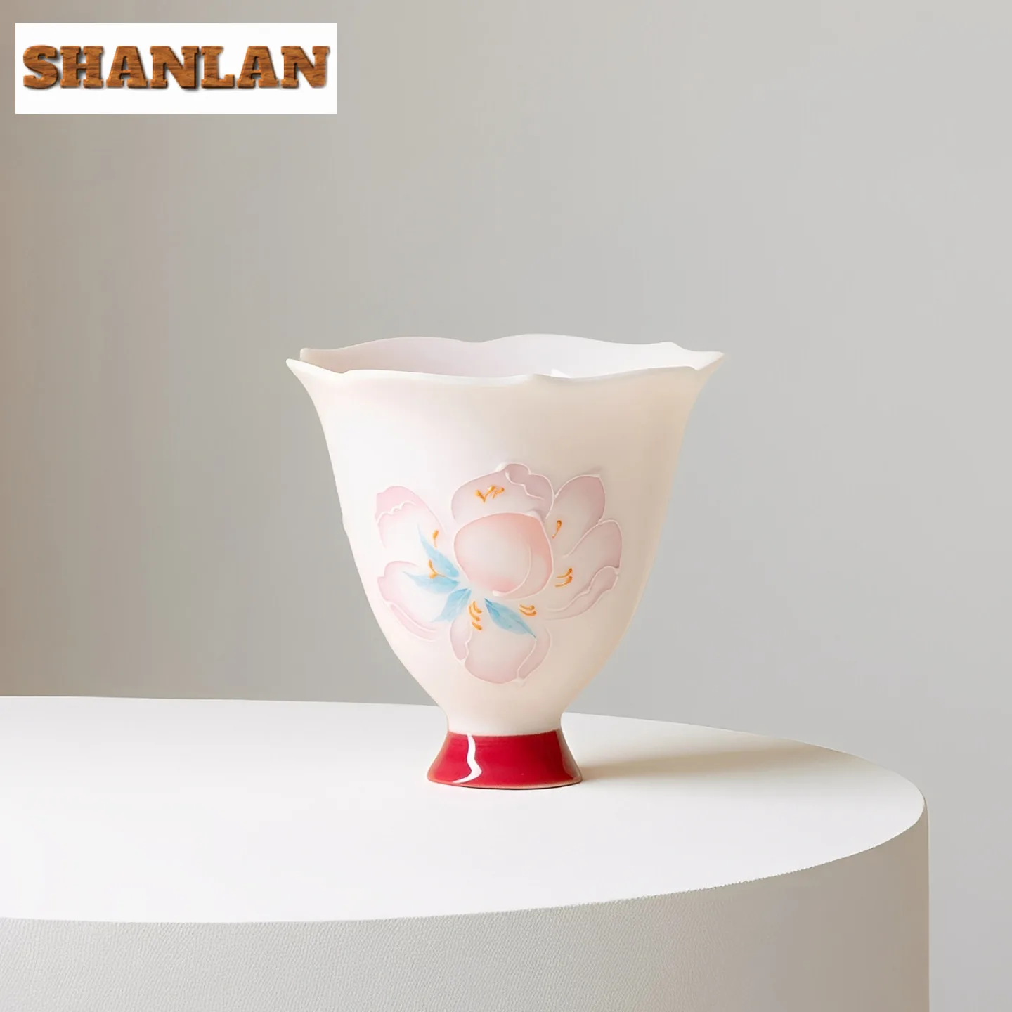 

2pc/lot Hand-painted Peach Blossom Teacup Retro Tea Bowl Tea Cup Set Tea-tasting Fragrance Cup Chazhan Master Cups Teaset 45ml