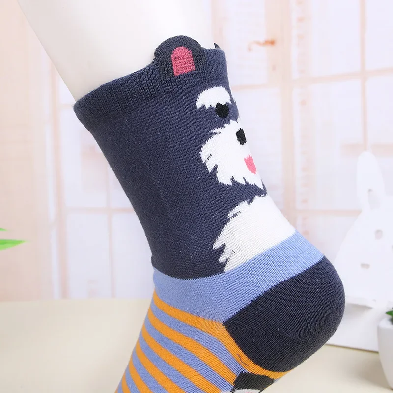 Autumn Winter Cute  Women Socks Japanese Cartoon Pattern, Small Dog, Three-dimensional Women's Socks, Medium Tube Cotton Socks