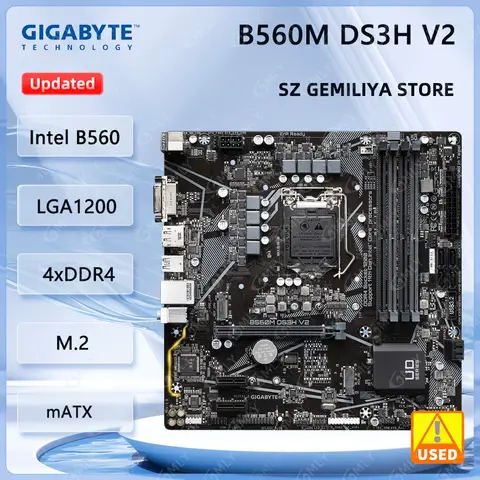 Placa base Gigabyte B560M DS3H V2 Intel B560 DDR4 128GB M.2 Micro ATX compatible con CPU Core i9-11900 11500 10100 11400