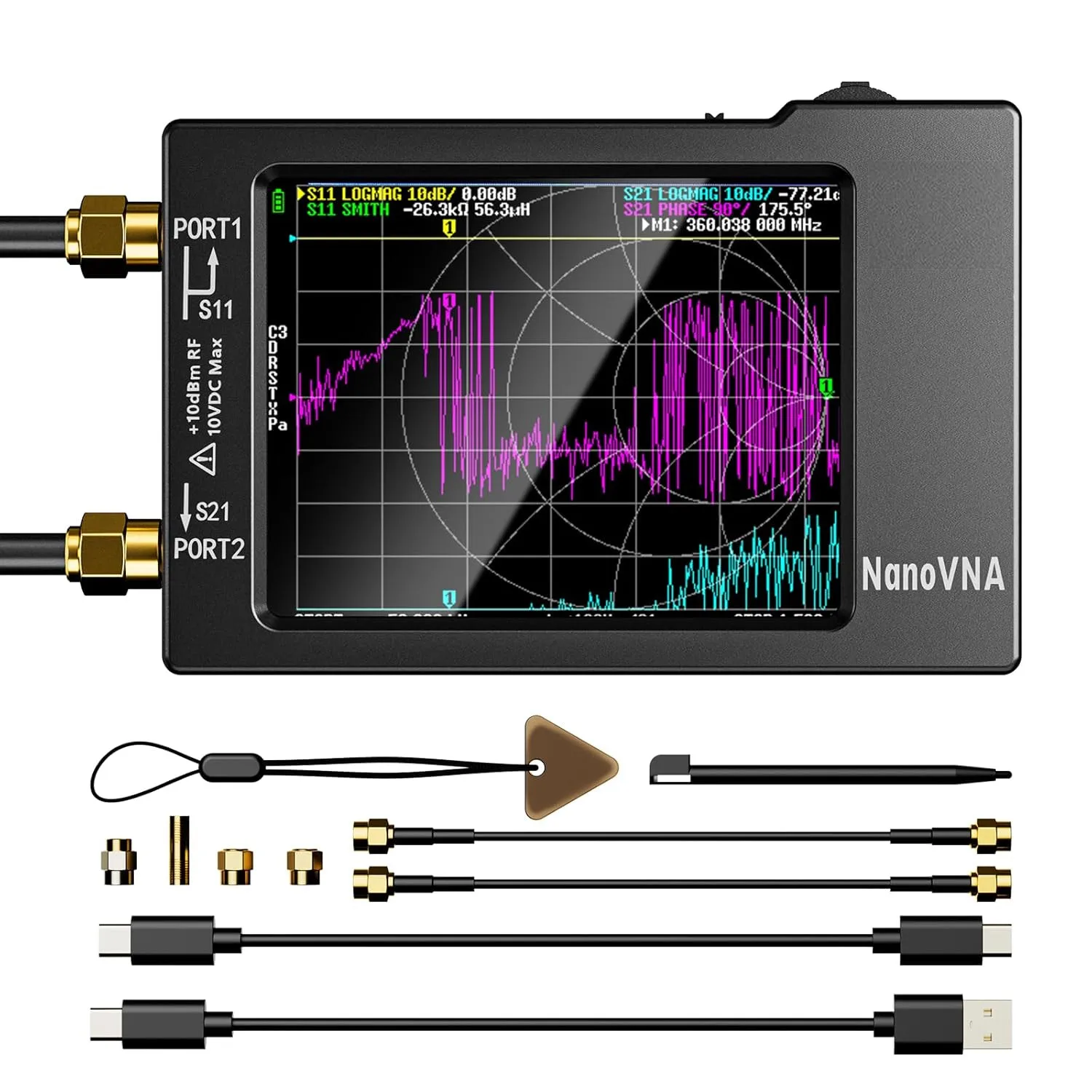 NanoVNA-H Vector Network Antenna Analyzer 10KHz-1.5GHz MF HF VHF UHF W/ Shell SD Card Slot Supprt 32G Digital Nano VNA-H Tester