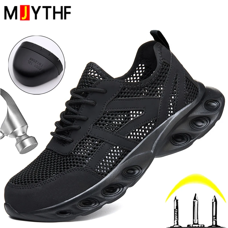 Breathable Men Work Safety Shoes Lightweight Comfort Work Sneakers Composite Toe Protection Shoes Puncture-Proof Security Boots