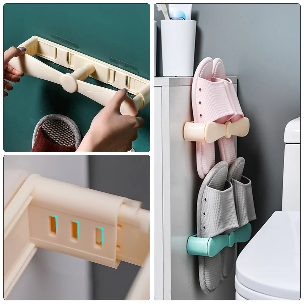 

2pcs Wall Mounted Shoe Rack Retractable Foldable Heavy Duty PP Material Sticky Strong Bathroom Closet Tile Wall Organizer