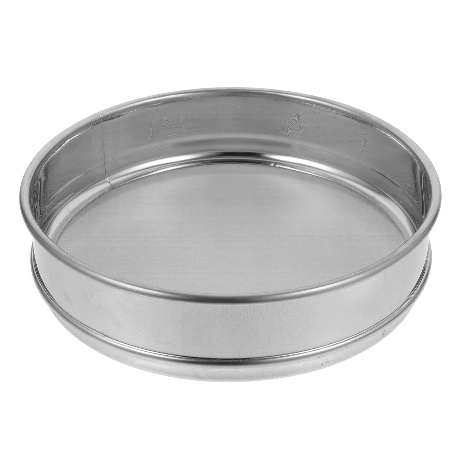 High Precision Stainless Steel Sieve Pan with Fine Mesh for Flour Sifting Lab Testing Soil Screening Dirt Strainer Sand Sifter