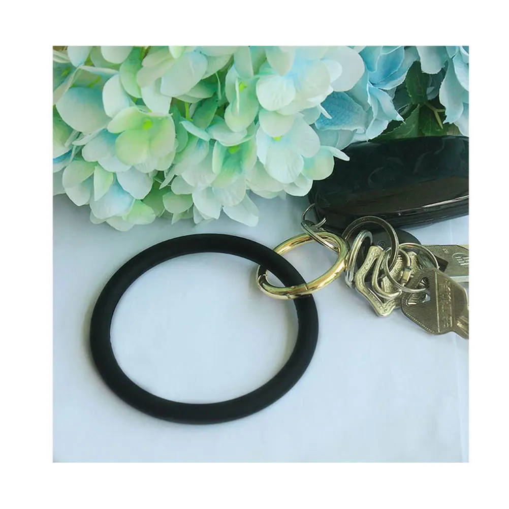 

2Pcs Silicone Bracelet Large Circle Wristband Durable Alloy Keychain Ring Accessories Women Fashion Girls Women Bracelet