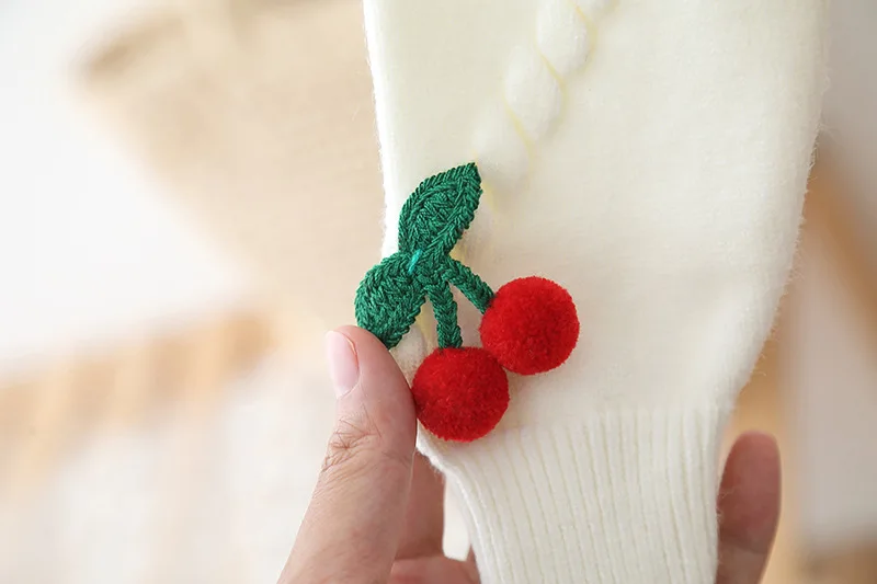 كارديجان بزر الحب للفتيات ، سترة دافئة ، معاطف لطيفة ، كرز ، قمم محبوكة سميكة ، طراز كوري ، جديد ، ربيع ، خريف