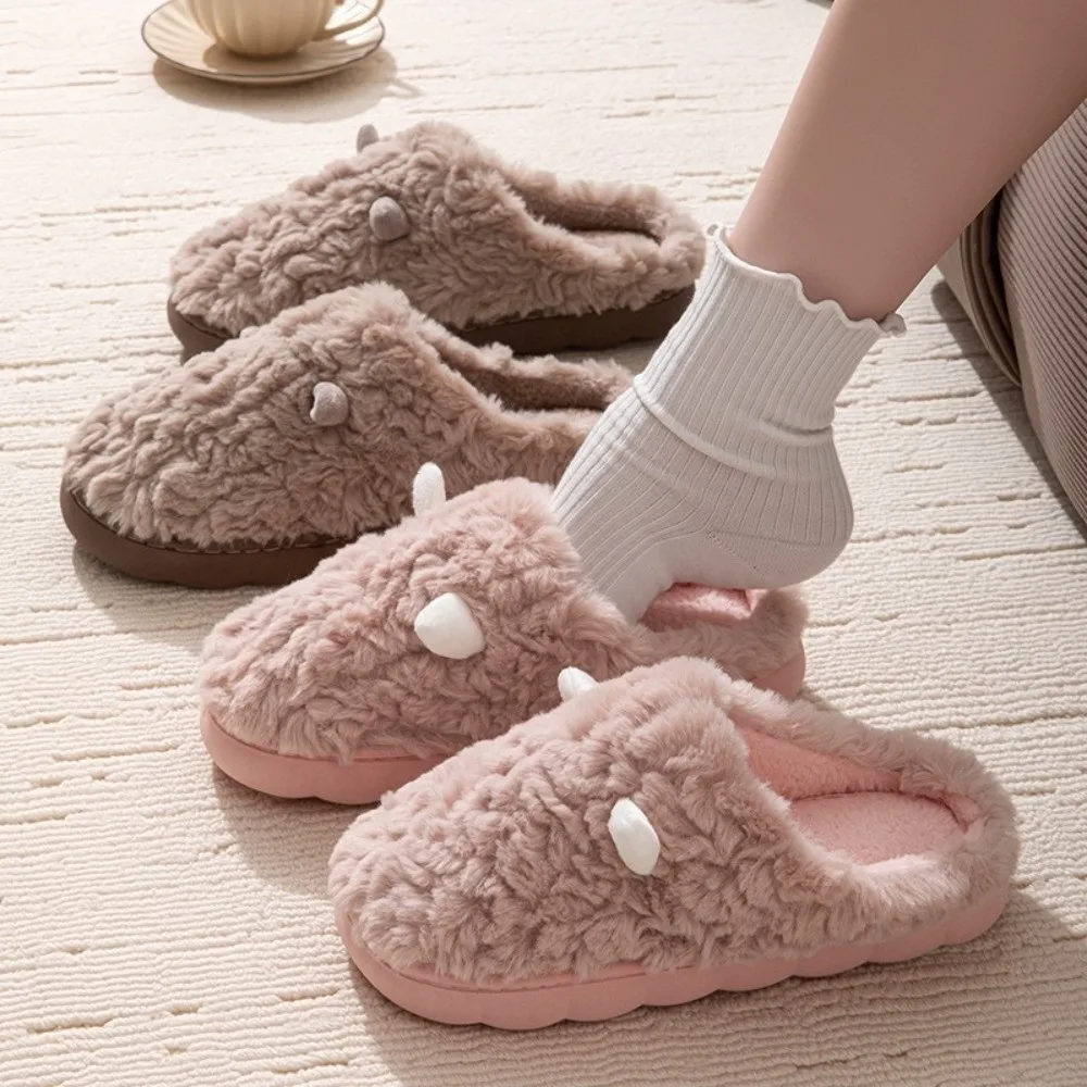 Couple Soft Sole Winter House Shoes Thicked Comfy Cotton Slippers Breathable Lightweight Non-Slip Slippers Winter