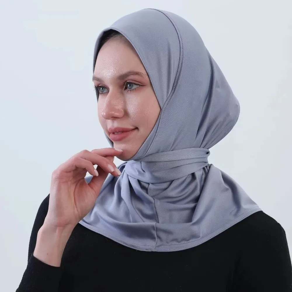

Simple Snap Fastener Ramadan Hijab Soft Elastic Women's Under Cap Breathable Adjustable Triangle Hair Scarf Outdoor