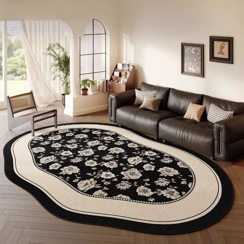 Retro Style Living Room Decoration Carpets French Floral Rugs for Bedroom Fluffy Soft Irregular Plush Rug Home Thicken Floor Mat