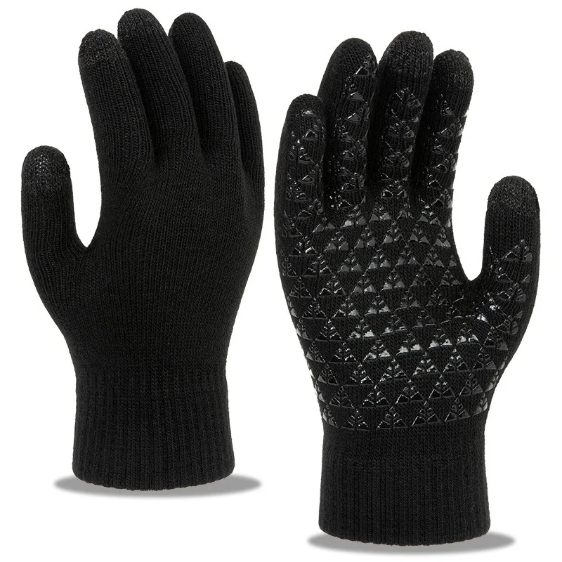 AliExpress NONE Winter Touchscreen Gloves for Men, Thermal Knitted Gloves with Non-Slip Grip for Cycling & Phone Use