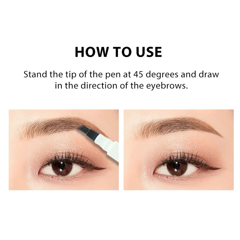 LOTTIEYA 4 Fork Tattoo Liquid Eyebrow Pen Waterproof Quick Drying Long Lasting Wild Brow Pencil Eyebrow Stencil Makeup Cosmetics