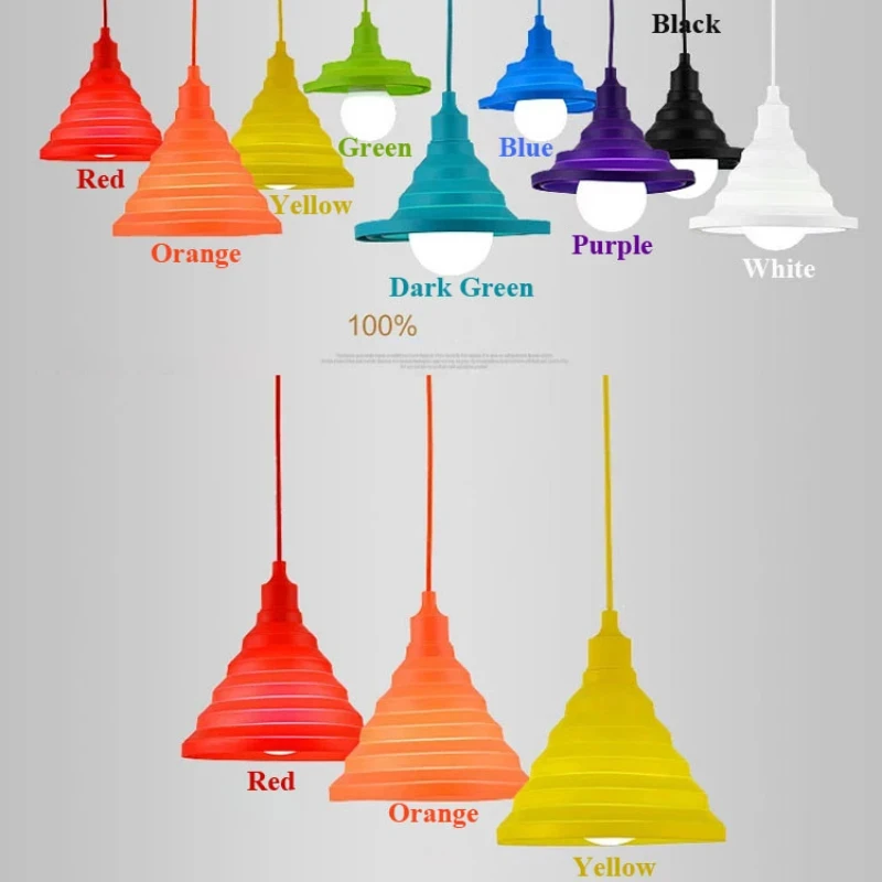 

Modern Pendant Lamp Creative Rainbow Color Folding Silica Gel Hanging Light E27 Fashion Simple Colorful DIY Design Stretchable