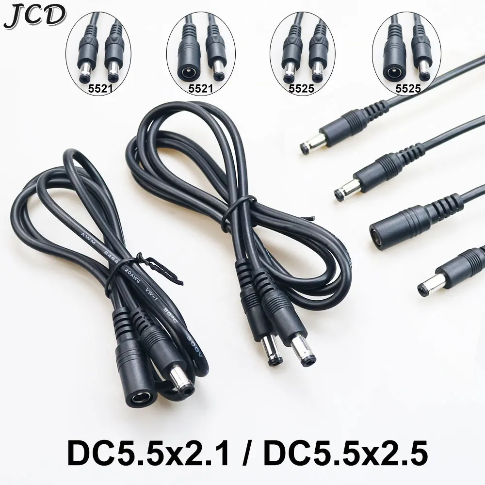 JCD DC 5.5x2.1mm to 5.5x2.1mm Male to Male Plug Power Supply Adapter Wire DC Plug Connector Cable 5521 5525 Extension Cable