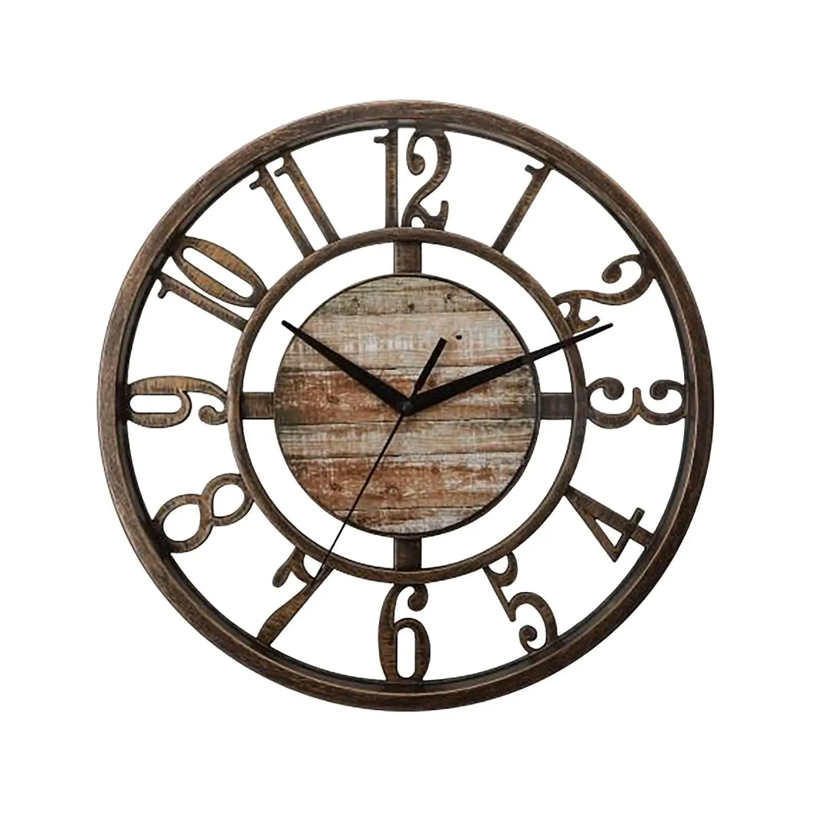 Wall Clock Hollow Design Quiet Large Arabic Numerals Round 11 inch Wall Decoration for Kitchen Bedroom Cafe Bar School Office