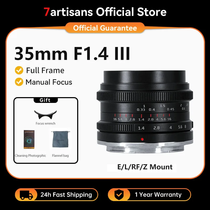 7artisans 35mm F1.4 III Full frame Manual Focus Prime Lens for