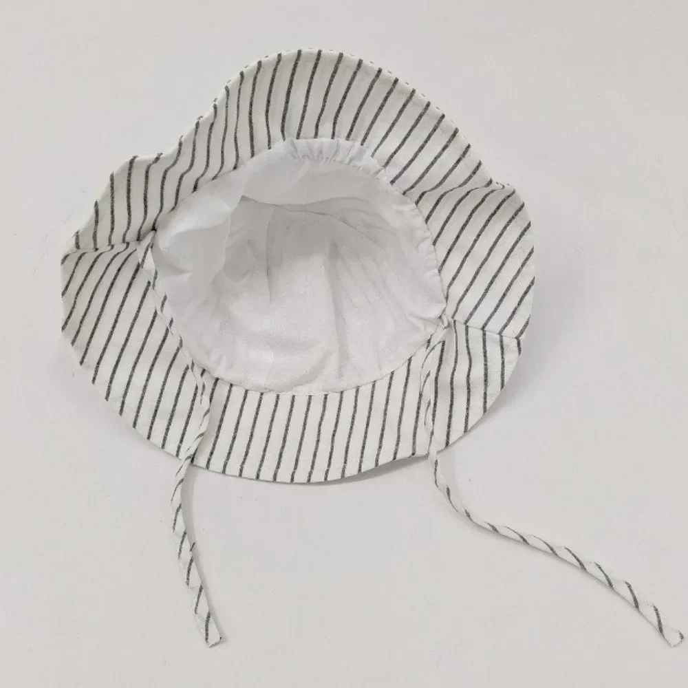 

Двусторонняя детская панама с полосатым и клетчатым узором, летняя, солнцезащитная, регулируемая, в стиле рыбацкой шляпы