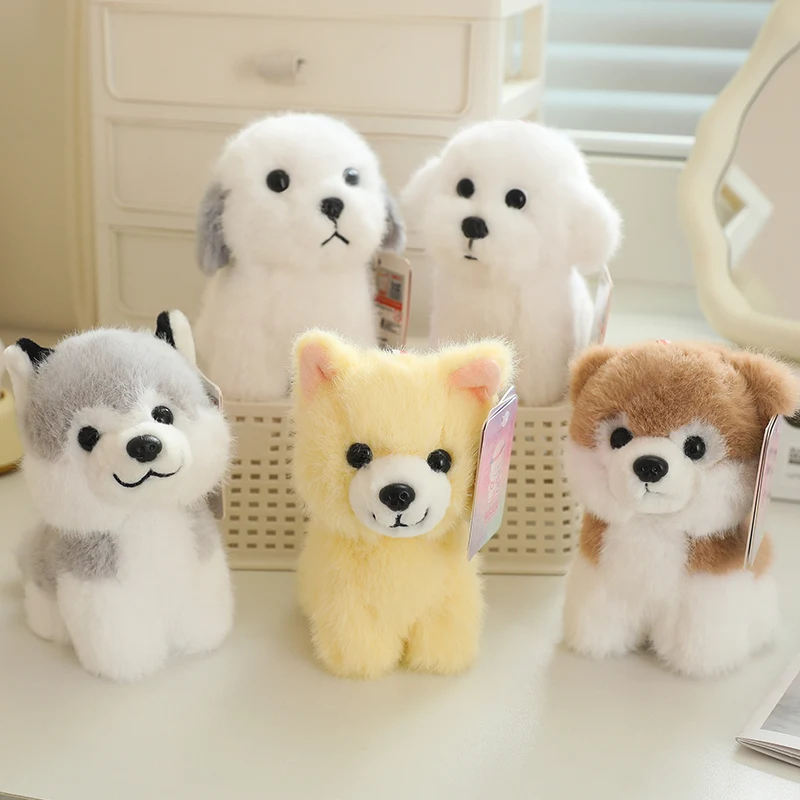 14cm Creative Realistic Dog Lucky Simulation Puppy Bichon Poodle Plush Toys Handmade Simulation Figure Toy Plush Stuffed Animals